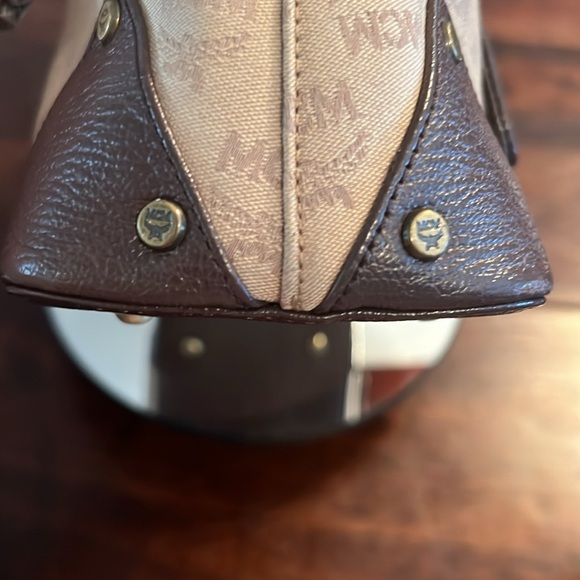 MCM Visetos Mini Handbg Leather and Canvas Brown/Tan - Picture 6 of 17